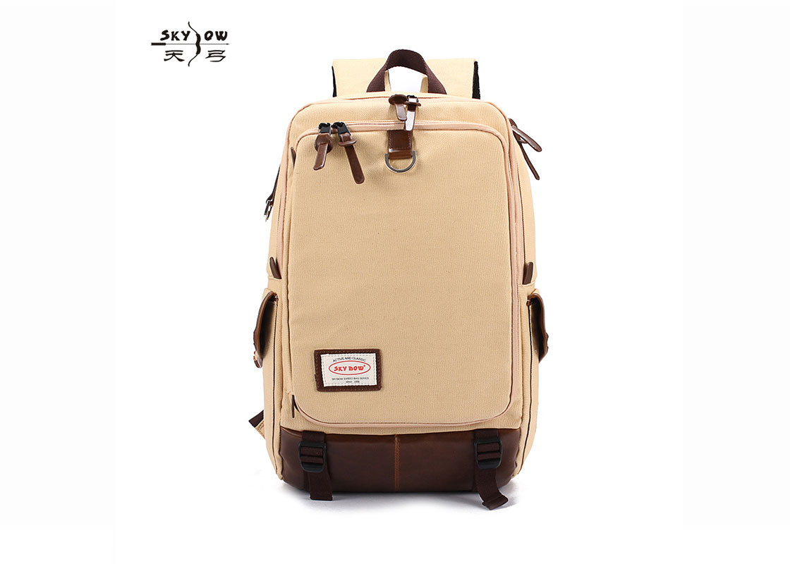 Trendy canvas double shoulder computer bag